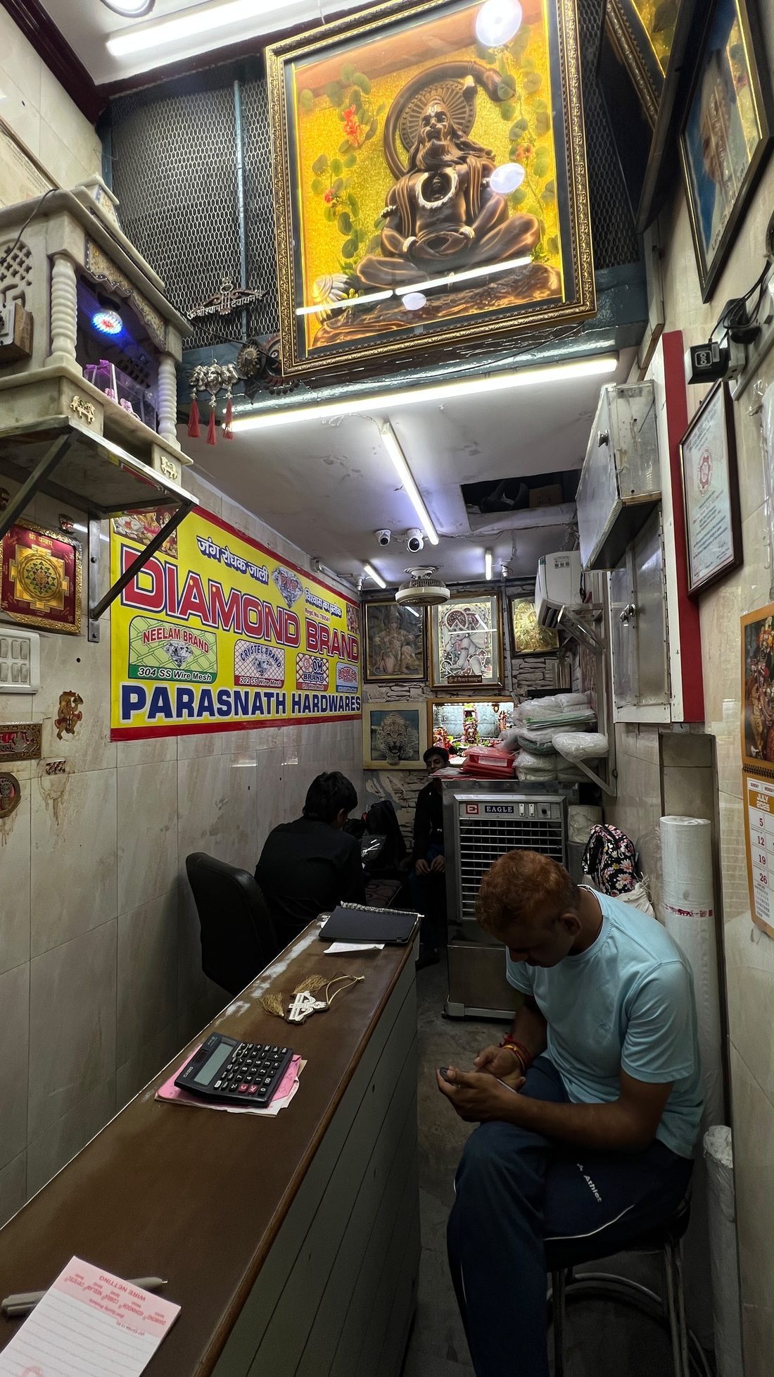 Inside Parasnath Hardwares — Diamond Brand counter